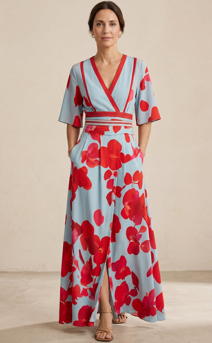 Fyna | Deep V-Neck Evening Gown