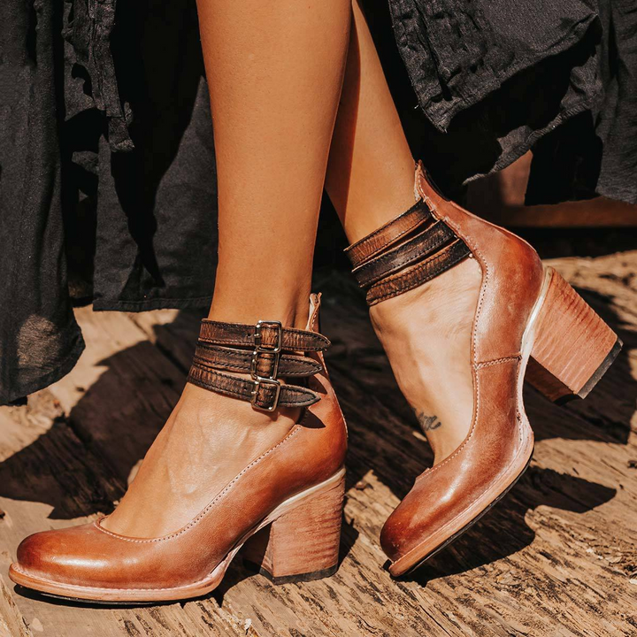 Elspeth | Strappy Block Heel Ankle Boots