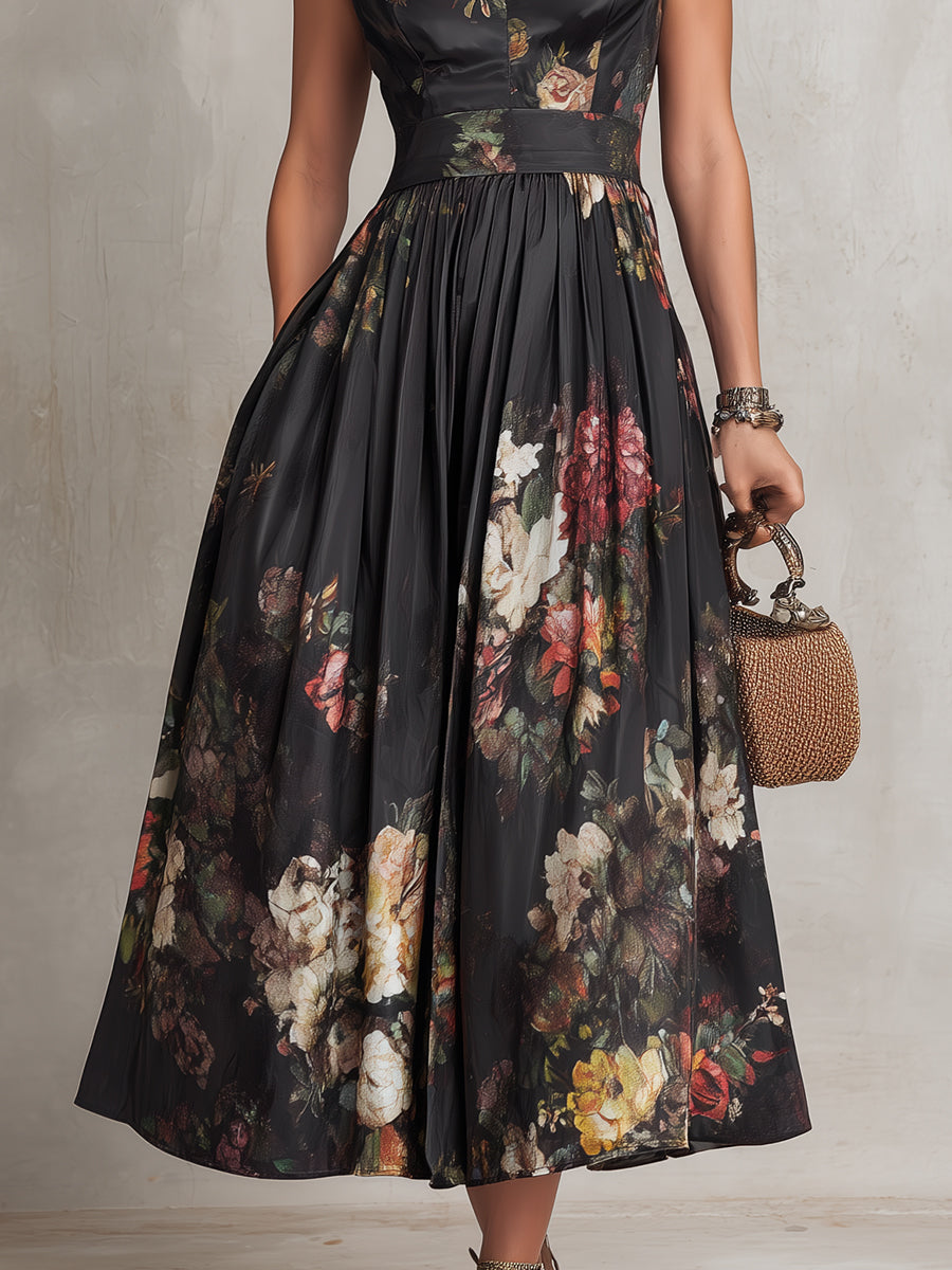 Violetta | Floral Pleated Occasion Midi Dress