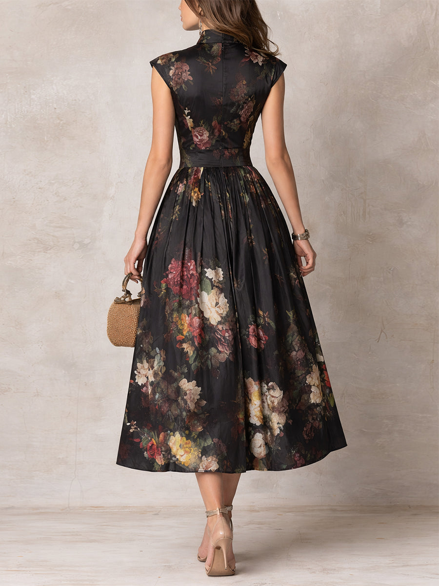 Violetta | Floral Pleated Occasion Midi Dress