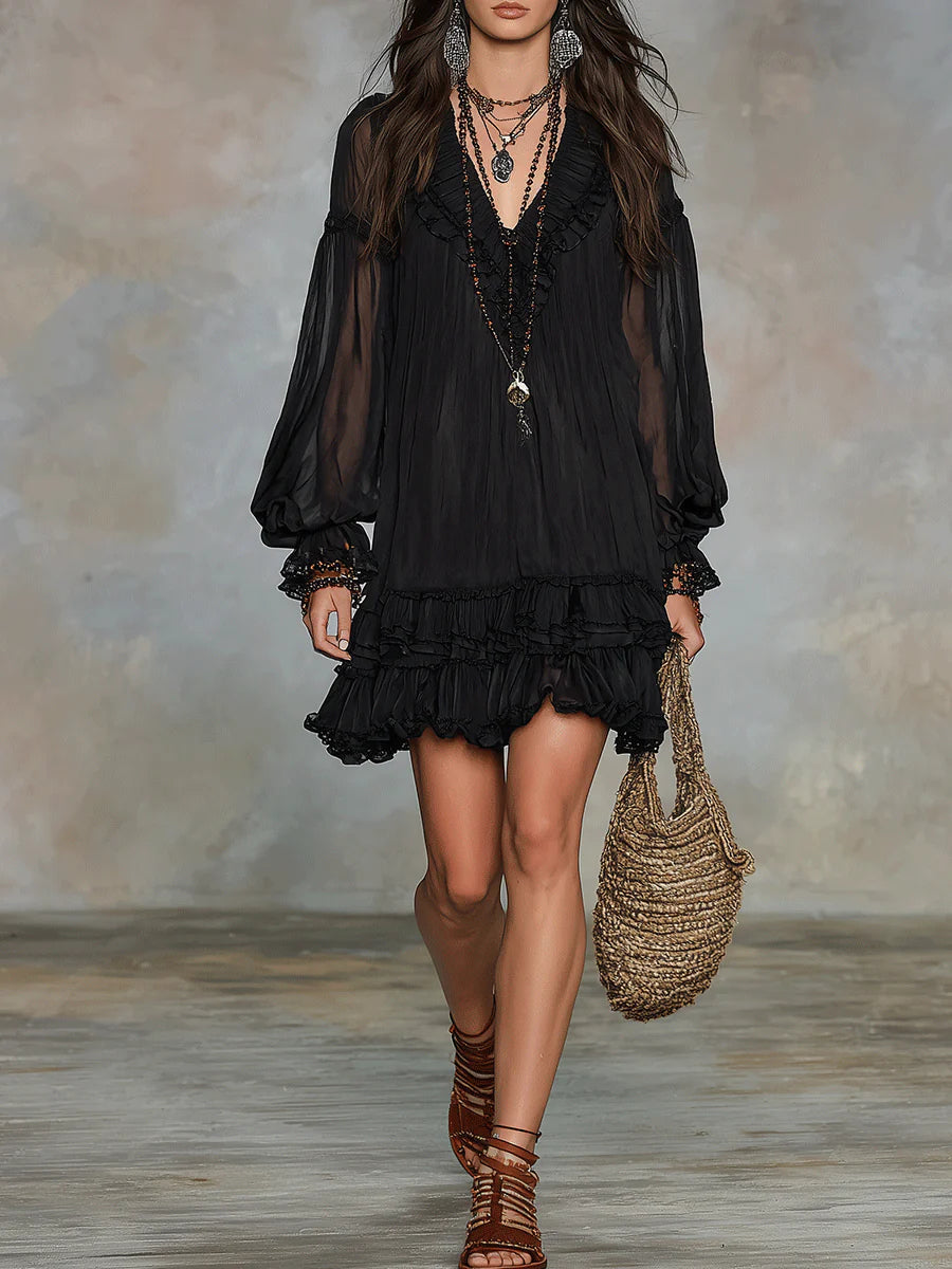Evangeline | Ruffle Detail Mini Dress
