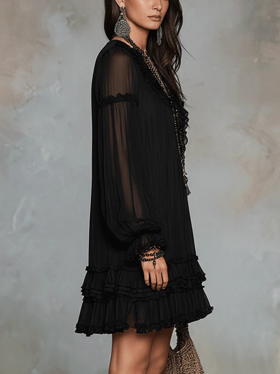 Evangeline | Ruffle Detail Mini Dress