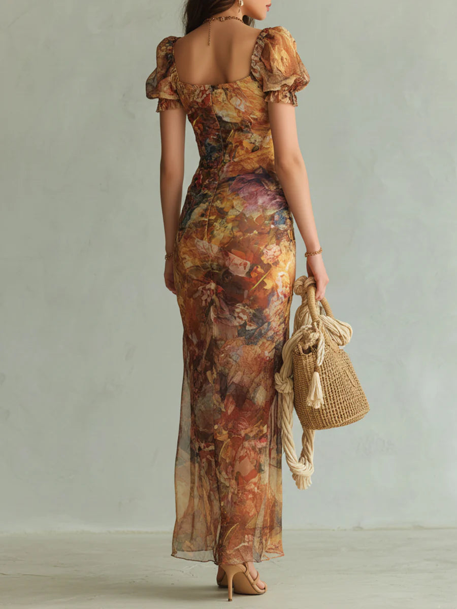 Olivia | Sunset Brushstroke Maxi Dress