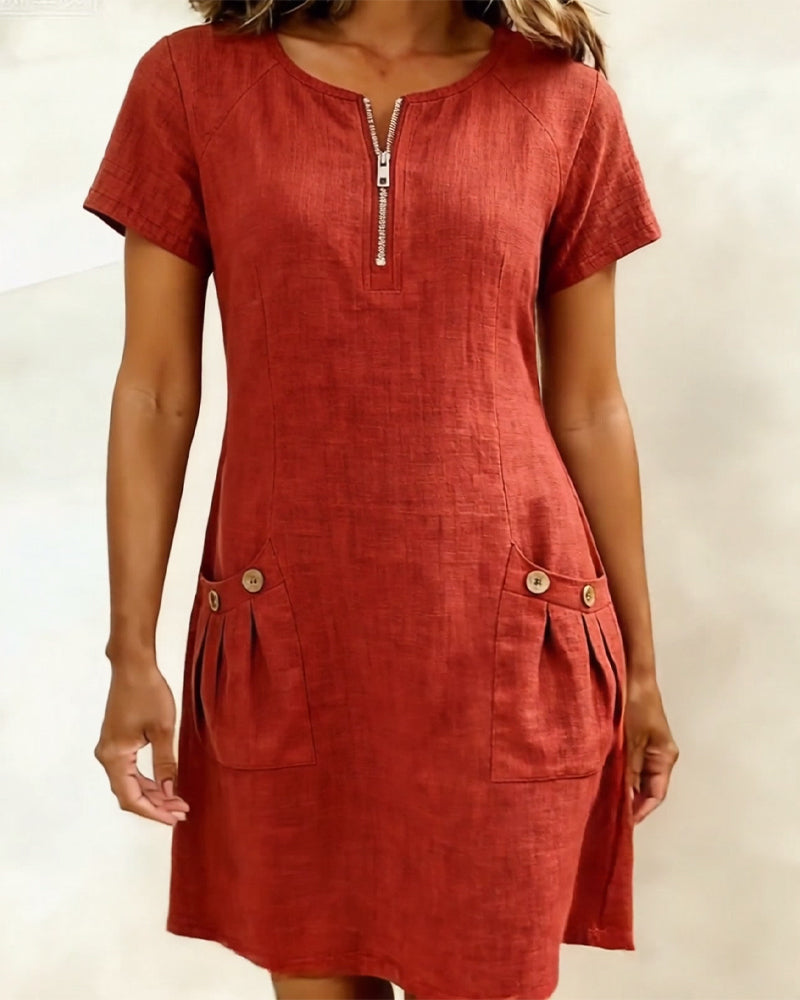 Sharon | Casual Zip Pocket Dress