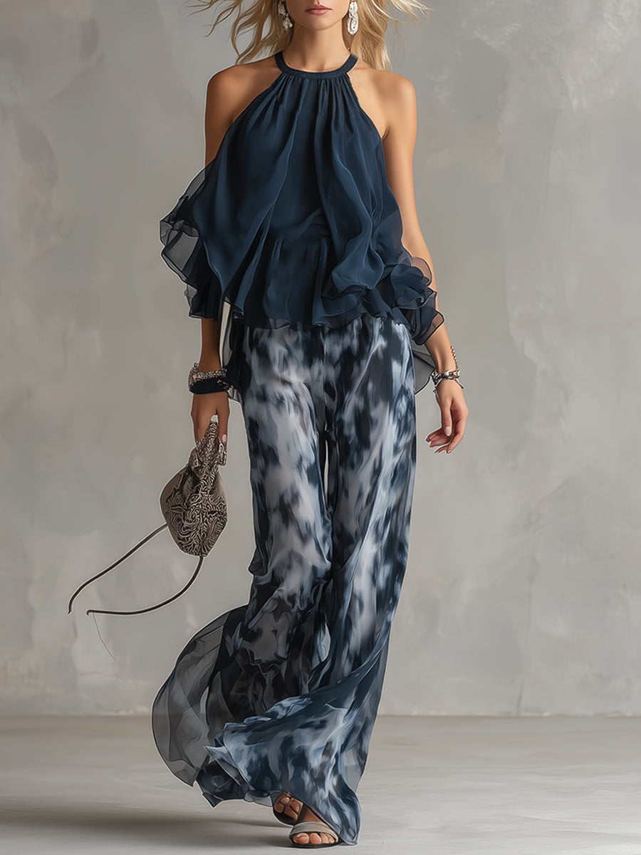 Olivia | High-Neck Top & Wide-Leg Pants
