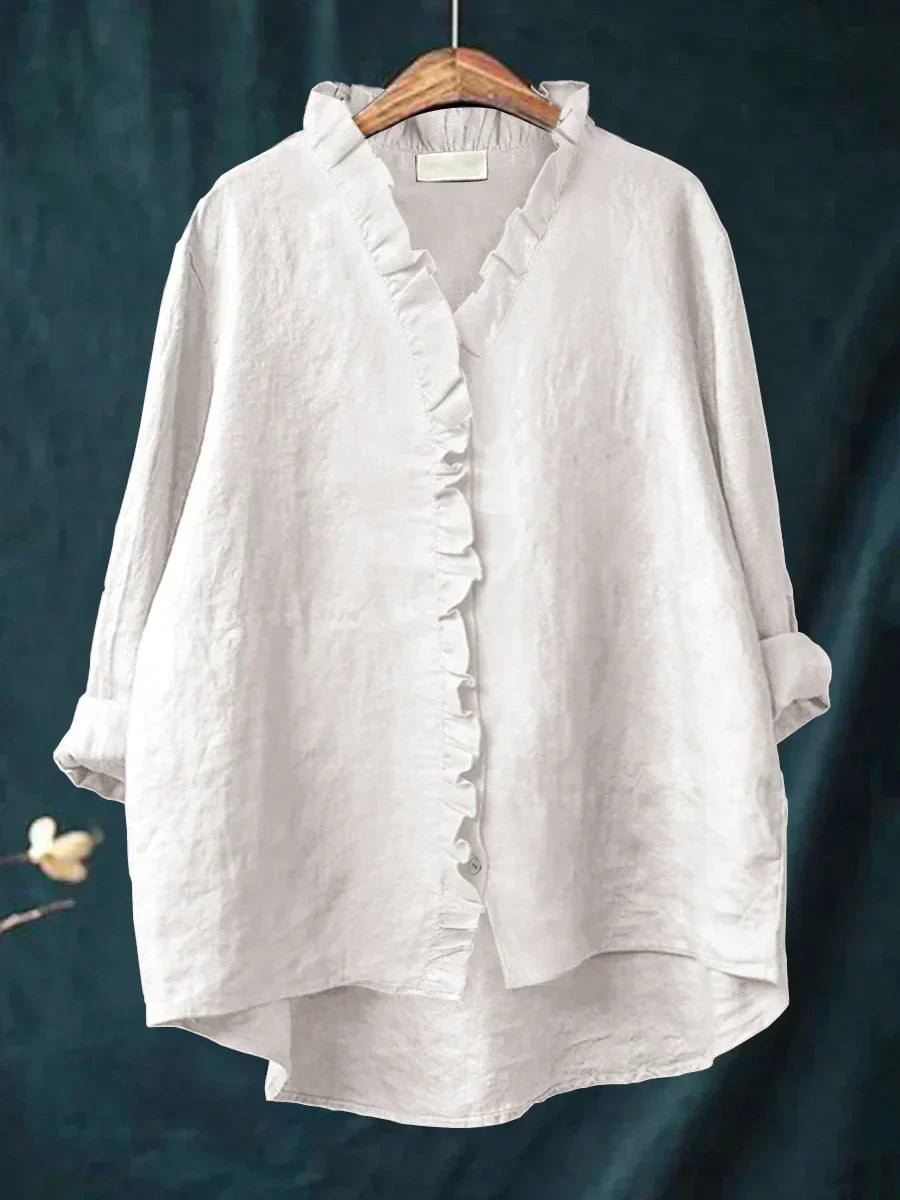 Dominique | Ruffled V-Neck Relaxed Blouse