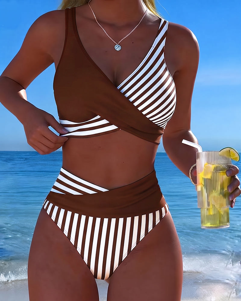 Delphine | Flattering Striped Bikini Set