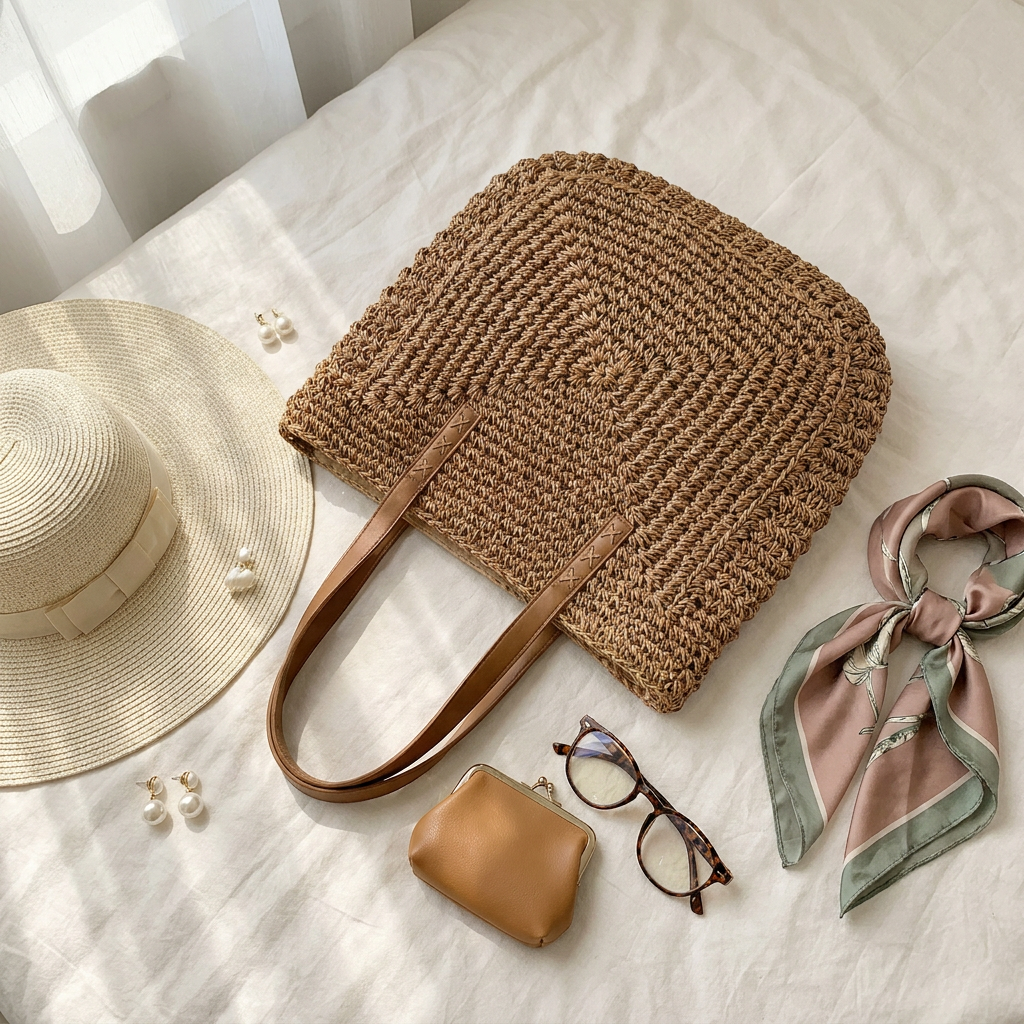 Tessa | Woven Shoulder Tote Bag