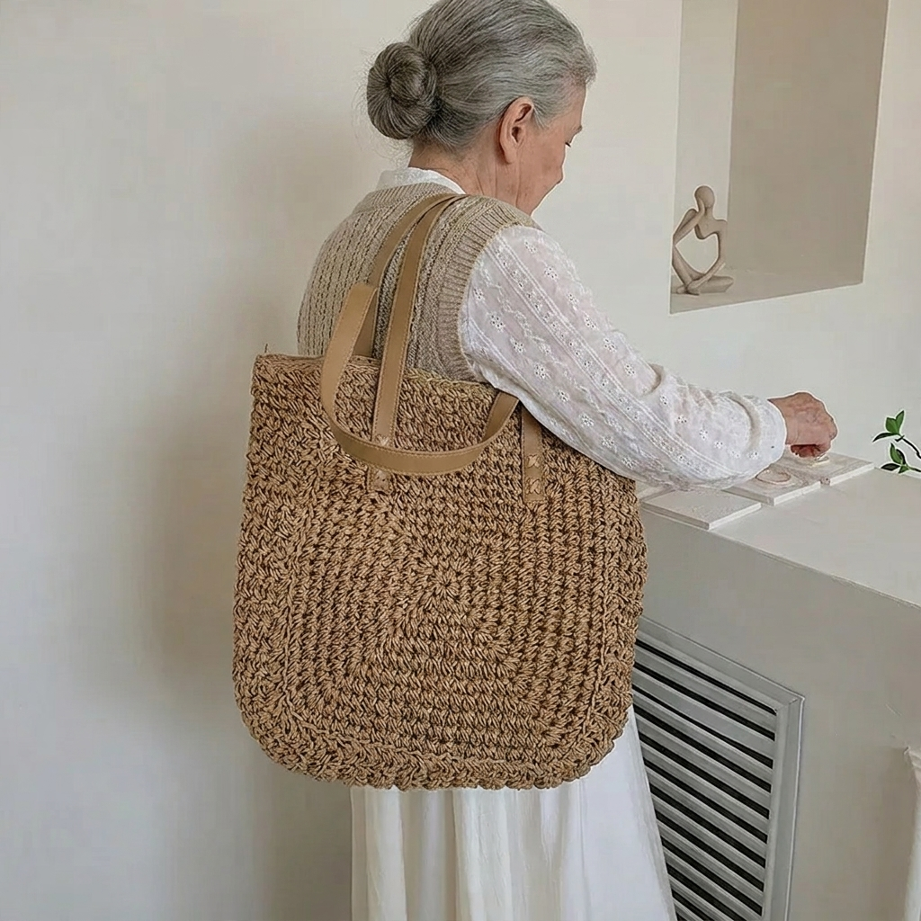 Tessa | Woven Shoulder Tote Bag