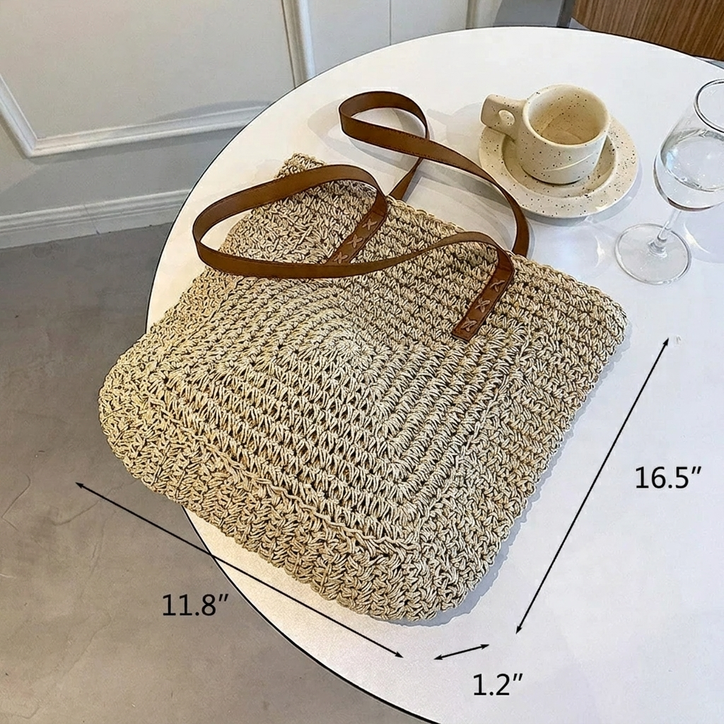 Tessa | Woven Shoulder Tote Bag