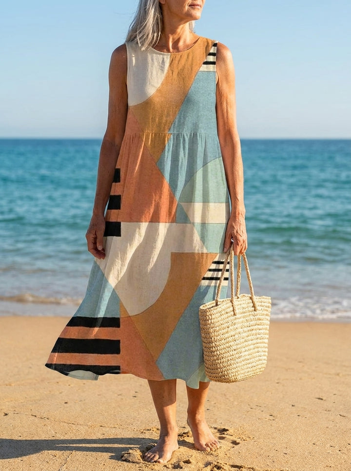 Ingrid | Geometric Midi Dress in Black