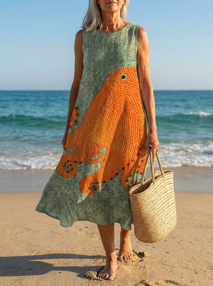 Lina | Oceanic Midi Dress