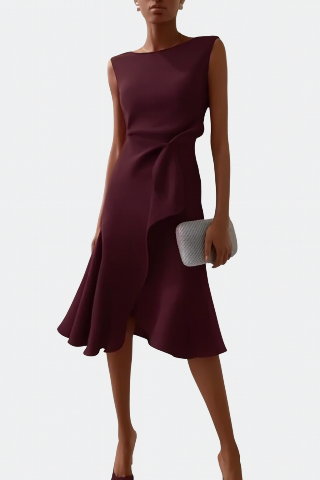 Eleanora | Draped Asymmetric Midi Dress
