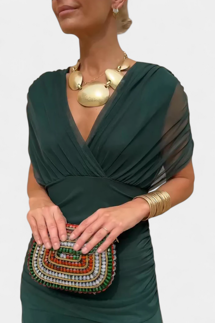 Isabella | Elegant Floral V Neck Dress