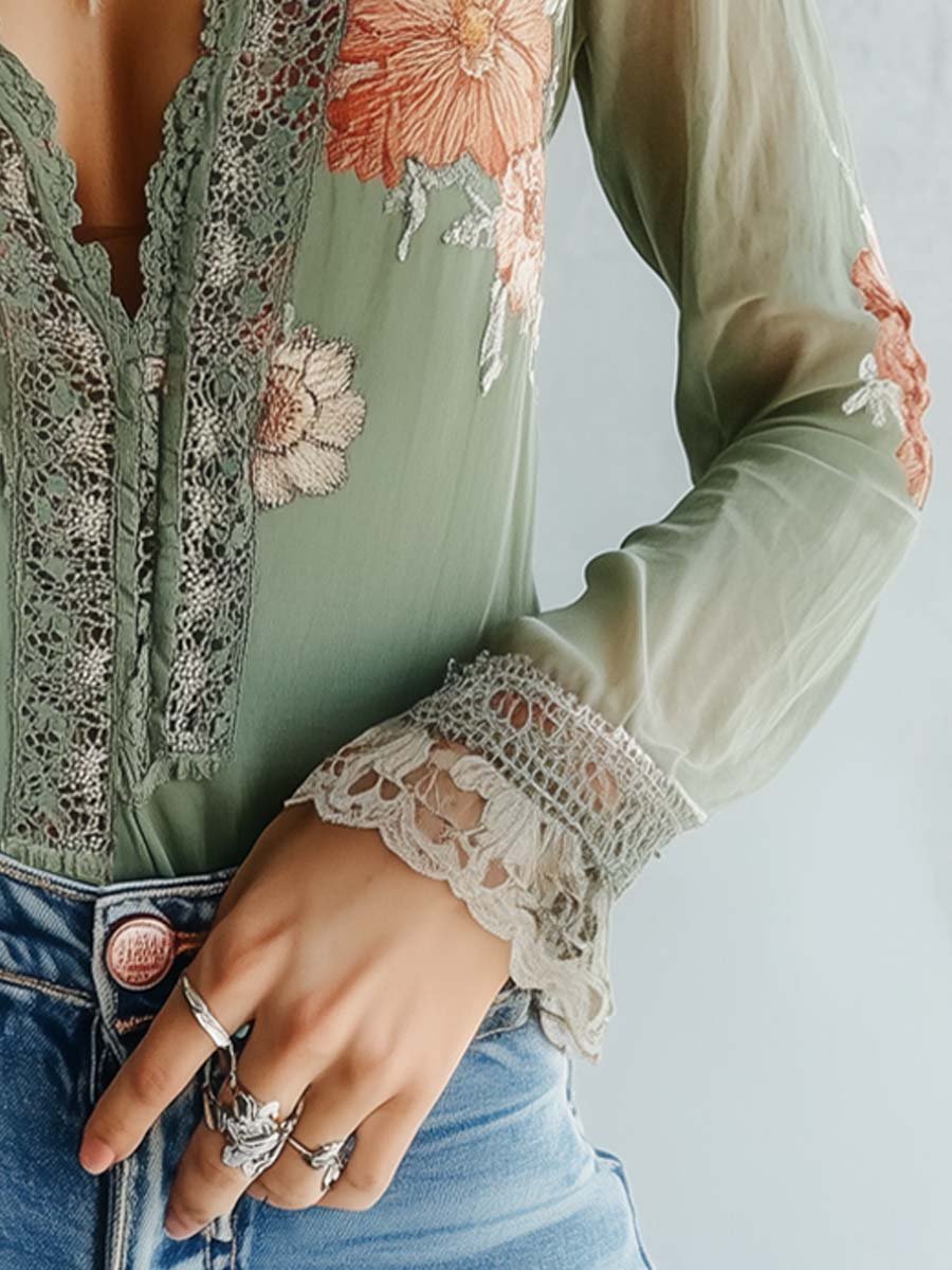 Clarissa | Bohemian Floral Lace Blouse