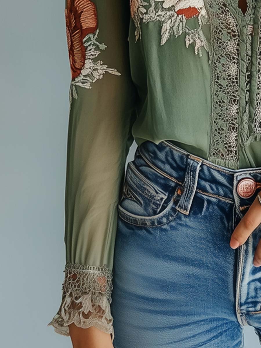 Clarissa | Bohemian Floral Lace Blouse