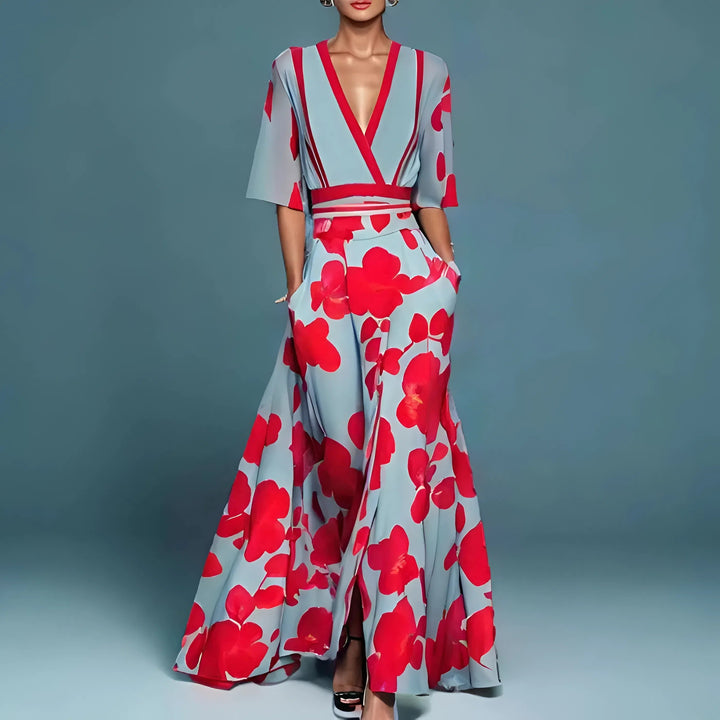 Fyna | Deep V-Neck Evening Gown