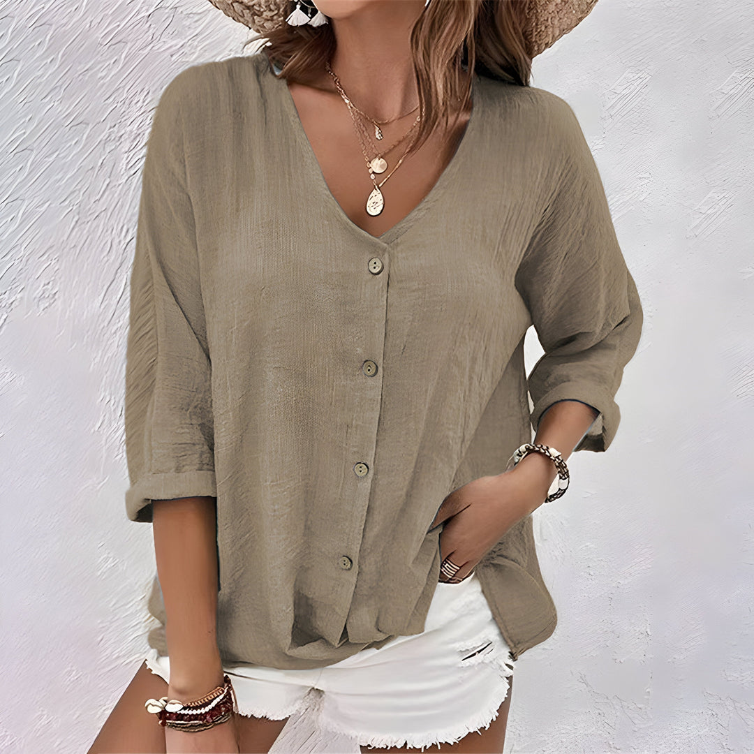 Elise | Lightweight Relaxed Button-Up Blouse