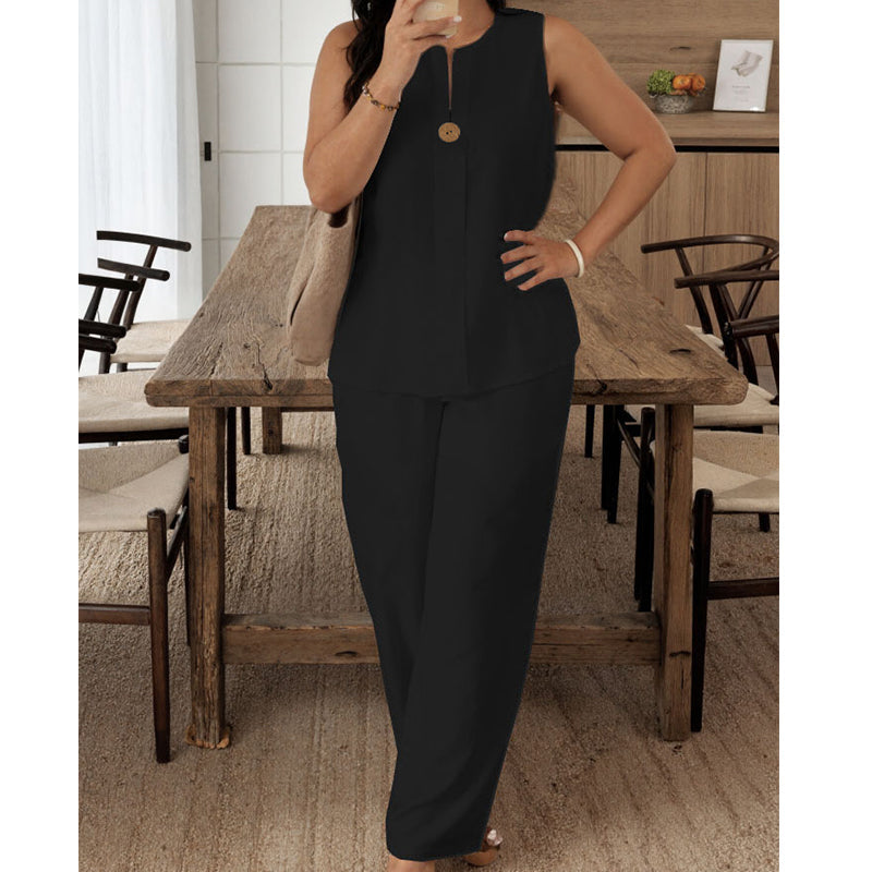 Theresa | Sleeveless V Neck Elegant Set
