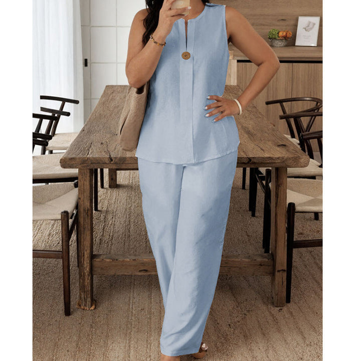 Theresa | Sleeveless V Neck Elegant Set